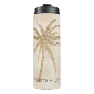 Glam Gold Tropical Palm Tree Ombre          Thermal Tumbler