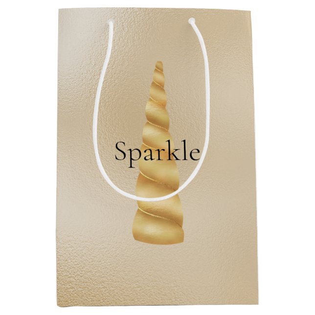 Glam Gold Unicorn Birthday  Medium Gift Bag (Front)