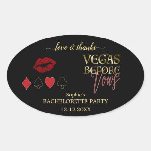 Glam Gold Vegas Before Vows Casino Bachelorette Oval Sticker