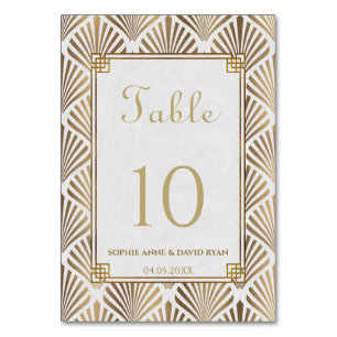 Glam Gold White Art Deco Roaring 20s Wedding Table Number