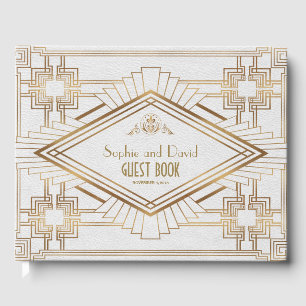 Glam Gold White Great Gatsby Wedding Guest Book