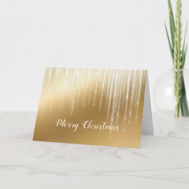 Glam Gold White Icicles Christmas Holiday Card (Front)