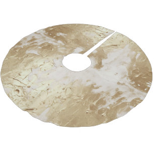 Glam Gold White Paint (look) Brushed Polyester Tree Skirt