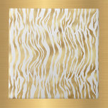 Glam Gold Zebra Print White Tile<br><div class="desc">White tile with gold zebra print.</div>