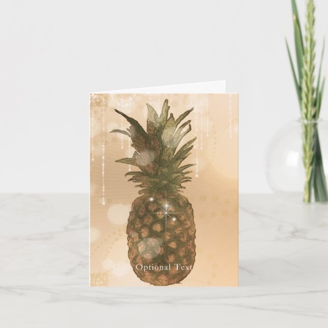 Glam Golden Pineapple Elegant Thank You Card (Front)