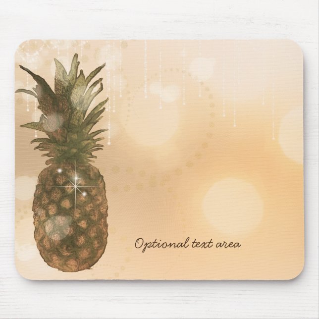 Glam Golden Pineapple Elegant Tropical Custom Mouse Mat (Front)