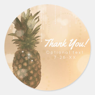 Glam Golden Pineapple Elegant Tropical Party Favou Classic Round Sticker