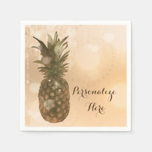 Glam Golden Pineapple Elegant Tropical Party Napkin