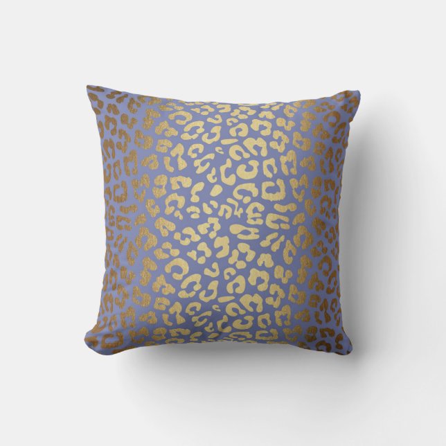 Glam Golden Purple Leopard Safari Skin Cushion (Front)