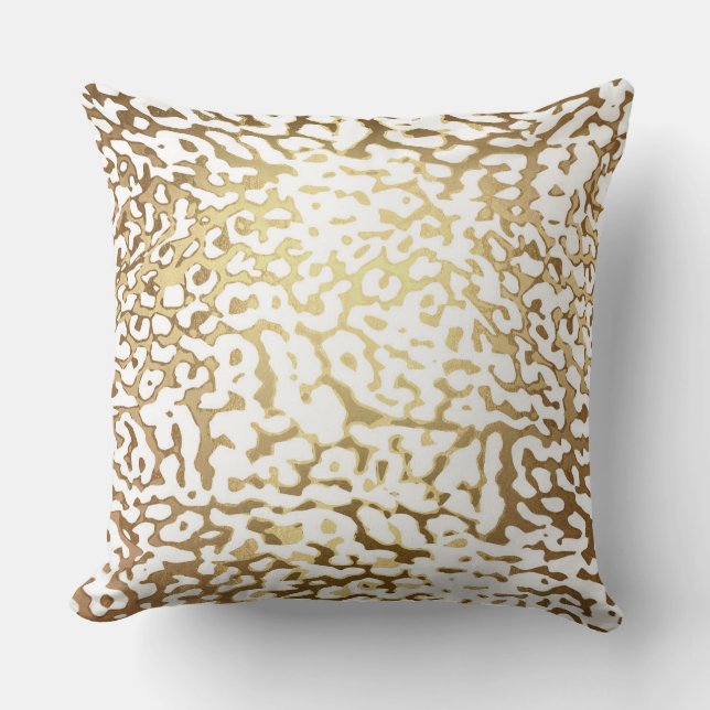 Glam Golden White Leopard Tiger Safari Skin Cushion (Front)