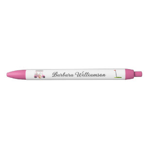 Glam Golf Gal Pink Cart Flag Personalized Name Pen