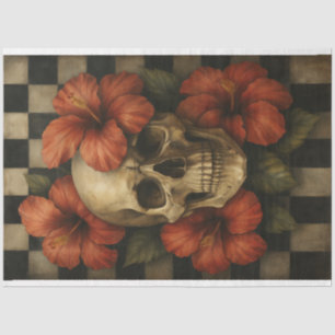 Glam Goth Skull with Hibiscus Flowers  Tissue Paper