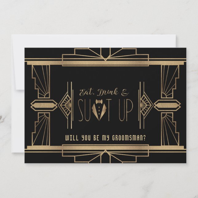 Glam Great Gatsby WILL YOU BE MY GROOMSMAN Invitation (Front)
