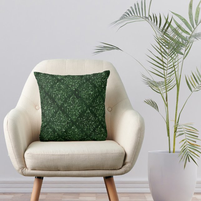 Glam Green Damask Pattern Cushion (Creator Uploaded)