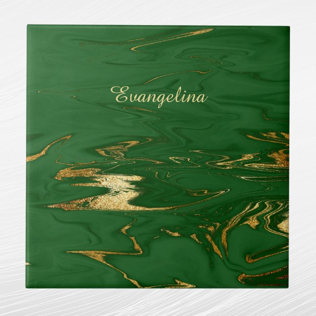 Glam Green Gold Faux Marble Tile (Creator Uploaded)