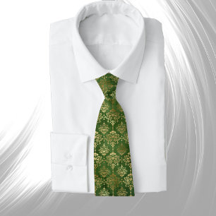 Glam Green Gold Pattern Tie