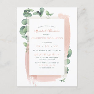 Glam Green Painted Sprigs Botanical Bridal Shower Invitation Postcard