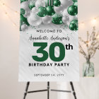 Glam Green Silver Balloon Glitter Welcome Birthday