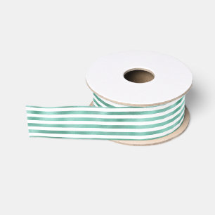Glam Green White Stripes Grosgrain Ribbon