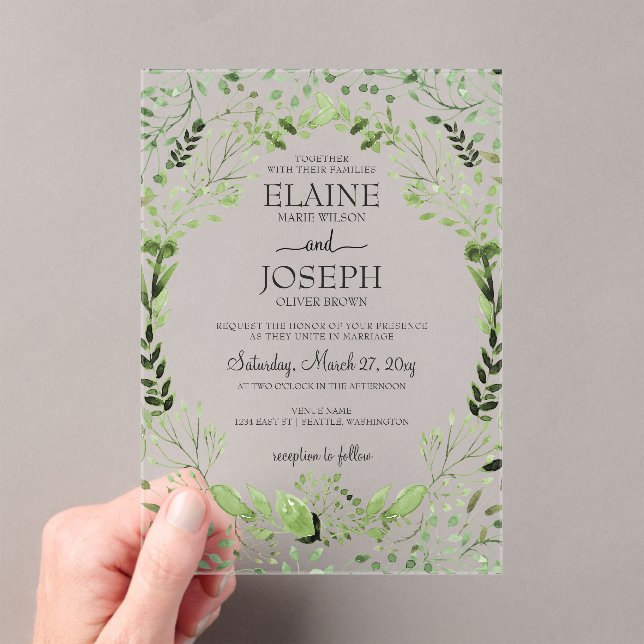 Glam Greenery wedding invitations (Insitu (Handheld))