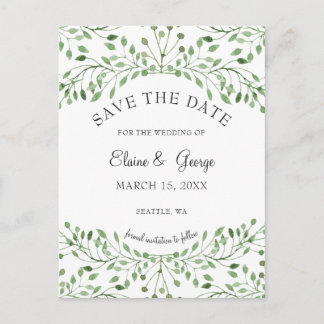 Glam Greenery wedding save the date cards