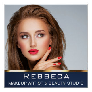 Glam Hair &  Makeup Artist Beauty Salon blue Poster
