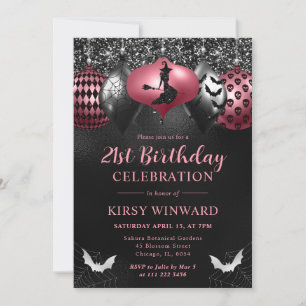 Glam Halloween Ornaments Birthday Invitation