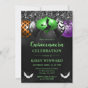 Glam Halloween Ornaments Quinceanera Invitation