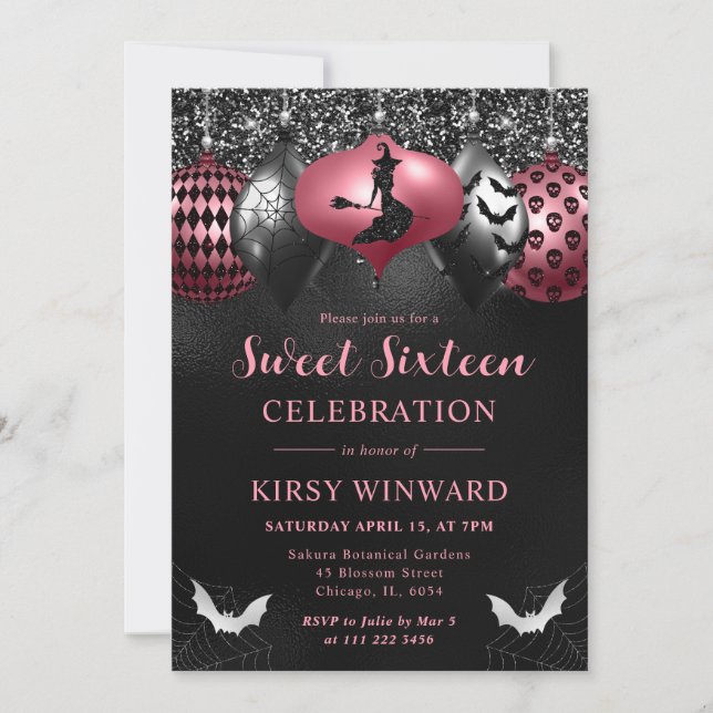Glam Halloween Ornaments Sweet Sixteen Invitation (Front)