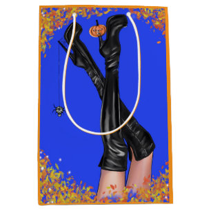 Glam Halloween Witch Legs High Heels Custom Text Medium Gift Bag