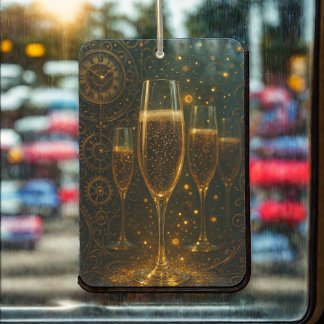 Glam Happy New Year Steampunk Champagne Car Air Freshener