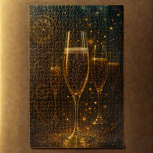 Glam Happy New Year Steampunk Champagne Jigsaw Puzzle