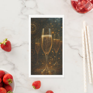 Glam Happy New Year Steampunk Champagne Napkin