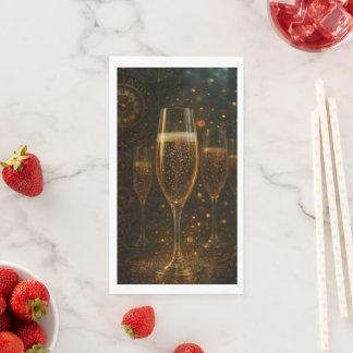 Glam Happy New Year Steampunk Champagne Napkin