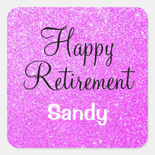 Glam Happy Retirement Purple Glitter Sparkle Square Sticker