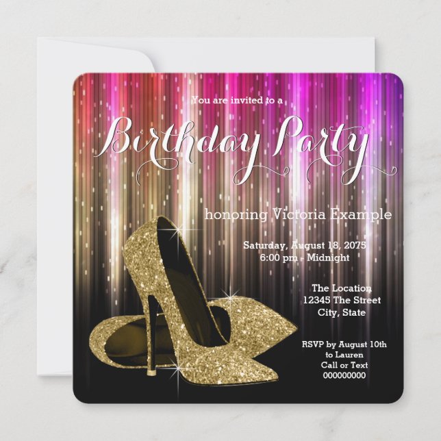Glam High Heel Shoe Birthday Party Invitation (Front)
