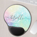 Glam Holographic Glitter Colourful Pretty Pattern Gel Mouse Mat<br><div class="desc">Easily personalise this pretty colourful holographic pastel glitter bokeh background with your custom monogram and/or name.</div>