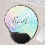 Glam Holographic Glitter Colourful Pretty Pattern Gel Mouse Mat<br><div class="desc">Easily personalise this pretty colourful holographic pastel glitter bokeh background with your custom monogram and/or name.</div>
