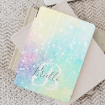 Glam Holographic Glitter Colourful Pretty Pattern iPad Pro Cover<br><div class="desc">Easily personalise this pretty colourful holographic pastel glitter bokeh background with your custom monogram and/or name.</div>