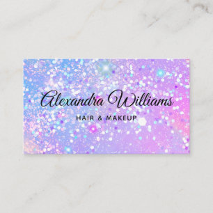 Glam Holographic Glitter Modern Trendy Purple Business Card