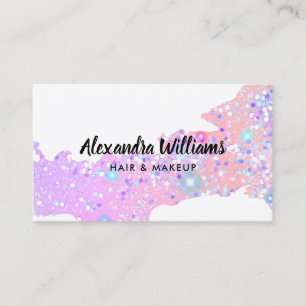 Glam Holographic Glitter Modern Trendy Unique Business Card
