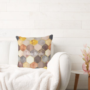 Glam Honey Comb Blush Champagne Abstract Cushion