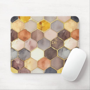 Glam Honey Comb Blush Champagne Abstract Mouse Mat