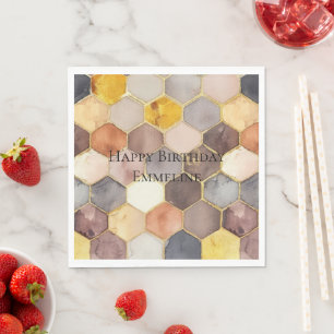 Glam Honey Comb Blush Champagne Abstract Napkin