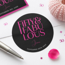Glam Hot Pink Black Chic 50 & Fabulous Birthday