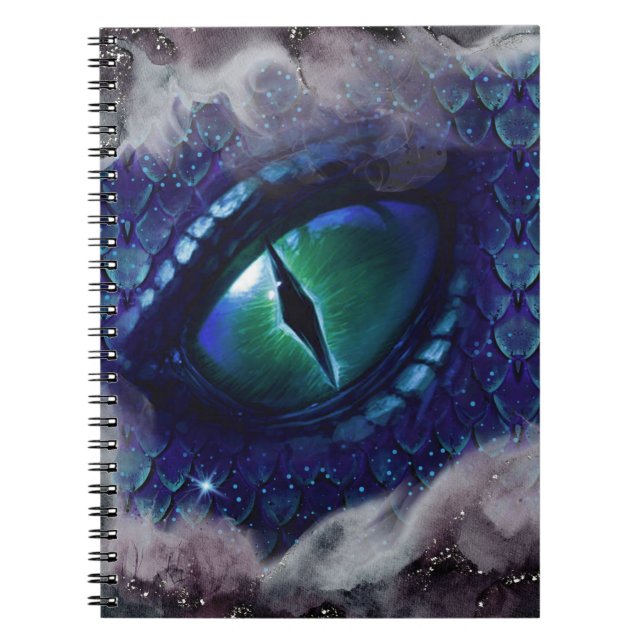Glam Ink Gothic Blue Mediaeval Dragon Notebook (Front)