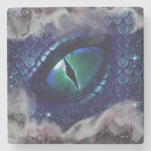 Glam Ink Gothic Blue Mediaeval Dragon Stone Coaster