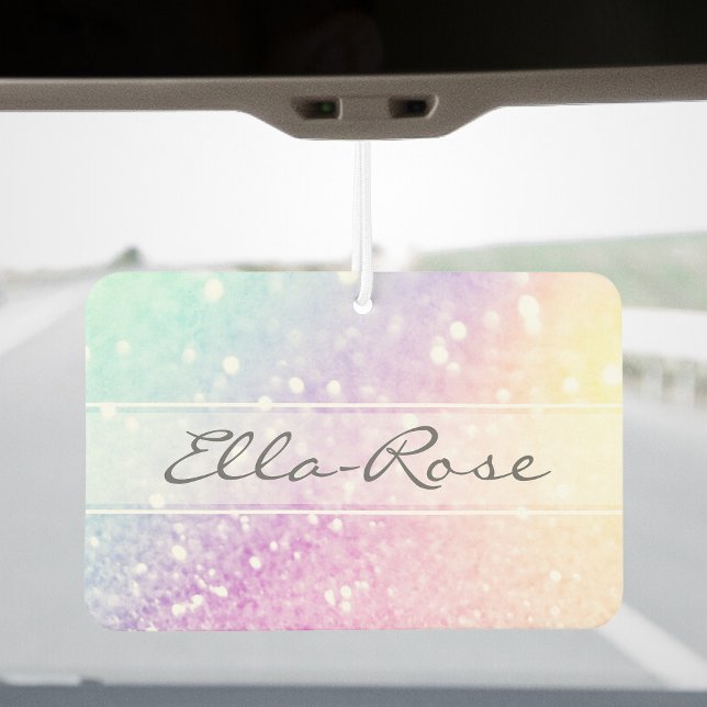 Glam Iridescent Glitter Personalised Colourful Car Air Freshener (Creator Uploaded)