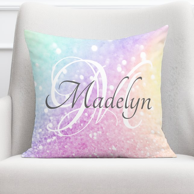 Glam Iridescent Glitter Personalised Colourful Cushion (Creator Uploaded)