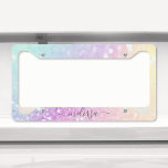 Glam Iridescent Glitter Personalised Colourful Licence Plate Frame<br><div class="desc">Easily personalise this elegant colourful bokeh glitter pattern with your custom name and/or monogram.</div>